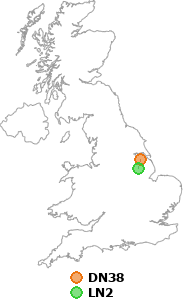 map showing distance between DN38 and LN2