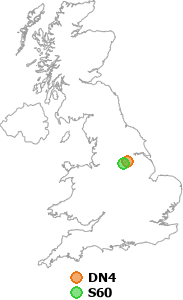 map showing distance between DN4 and S60