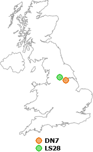 map showing distance between DN7 and LS28