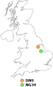 map showing distance between DN9 and NG34