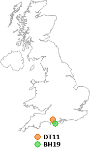 map showing distance between DT11 and BH19