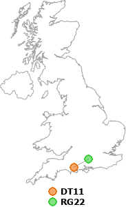 map showing distance between DT11 and RG22