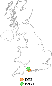 map showing distance between DT2 and BA21