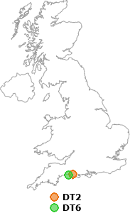 map showing distance between DT2 and DT6