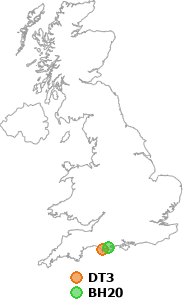 map showing distance between DT3 and BH20