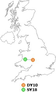 map showing distance between DY10 and SY18