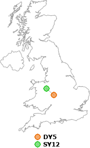 map showing distance between DY5 and SY12