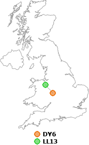 map showing distance between DY6 and LL13