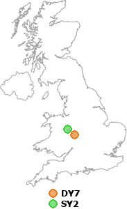 map showing distance between DY7 and SY2