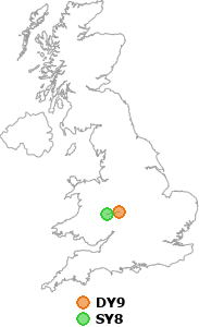 map showing distance between DY9 and SY8