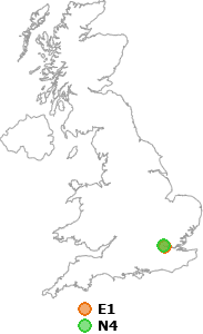 map showing distance between E1 and N4