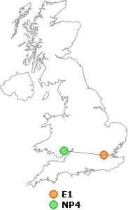 map showing distance between E1 and NP4