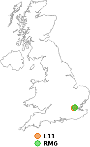 map showing distance between E11 and RM6