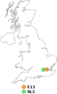 map showing distance between E13 and SL3