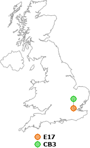 map showing distance between E17 and CB3