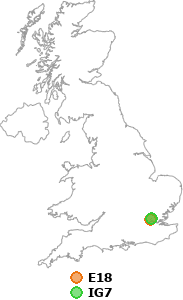 map showing distance between E18 and IG7