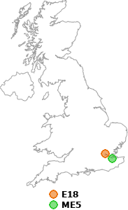map showing distance between E18 and ME5