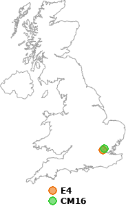 map showing distance between E4 and CM16