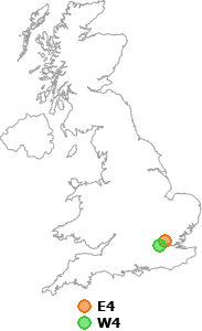 map showing distance between E4 and W4