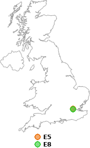 map showing distance between E5 and E8
