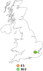 map showing distance between E5 and IG3