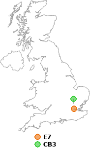 map showing distance between E7 and CB3
