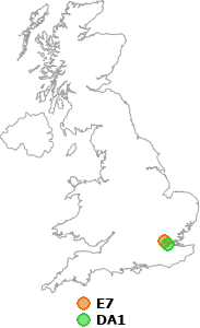 map showing distance between E7 and DA1