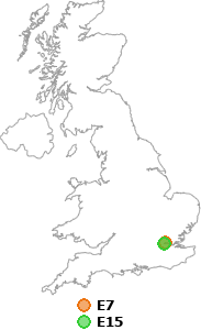 map showing distance between E7 and E15