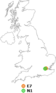 map showing distance between E7 and N1