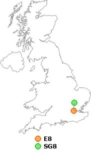 map showing distance between E8 and SG8