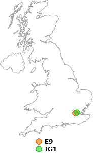map showing distance between E9 and IG1