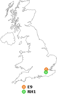 map showing distance between E9 and RH1
