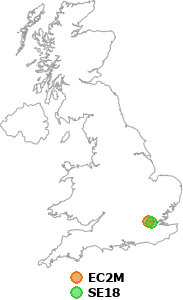 map showing distance between EC2M and SE18