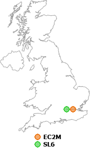 map showing distance between EC2M and SL6
