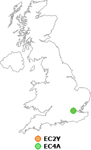 map showing distance between EC2Y and EC4A