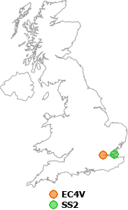 map showing distance between EC4V and SS2