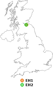map showing distance between EH1 and EH2