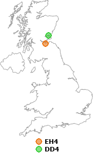map showing distance between EH4 and DD4