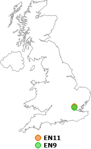 map showing distance between EN11 and EN9