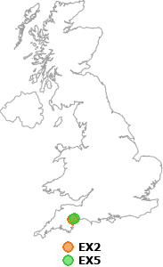 map showing distance between EX2 and EX5