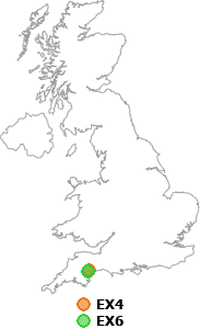 map showing distance between EX4 and EX6