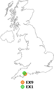 map showing distance between EX9 and EX1