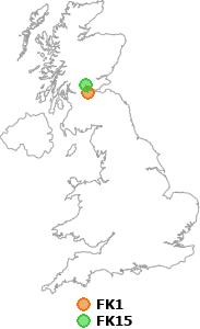 map showing distance between FK1 and FK15
