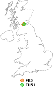 map showing distance between FK5 and EH51