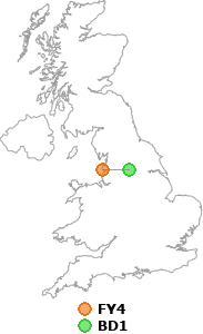 map showing distance between FY4 and BD1