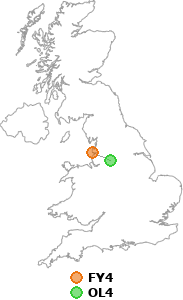 map showing distance between FY4 and OL4