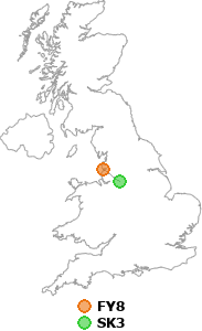 map showing distance between FY8 and SK3