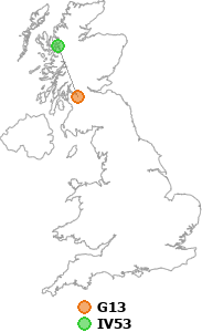 map showing distance between G13 and IV53