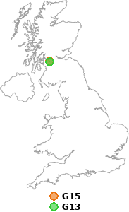 map showing distance between G15 and G13