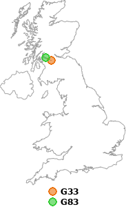 map showing distance between G33 and G83